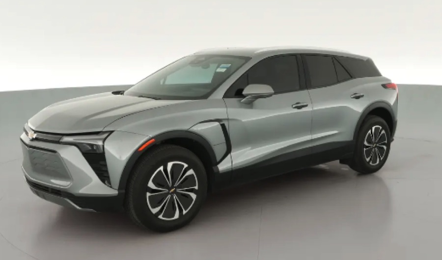 Silver 2024 Chevrolet Blazer EV 2LT on the Carvana turntable